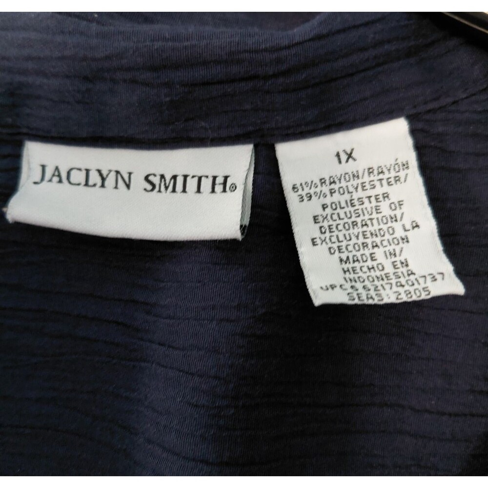 Jaclyn Smith Navy Crinkle Blouse - Picture 4 of 6
